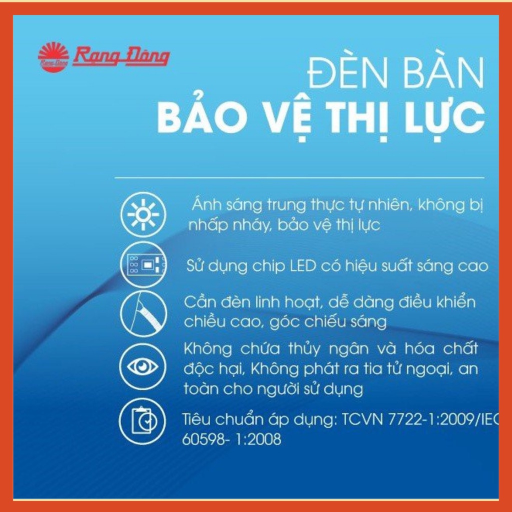 Đèn học để bàn Rạng Đông RL32 bảo vệ thị lực , Đèn bàn chống cận - chip led Samsung - bh chính hãng 06 tháng