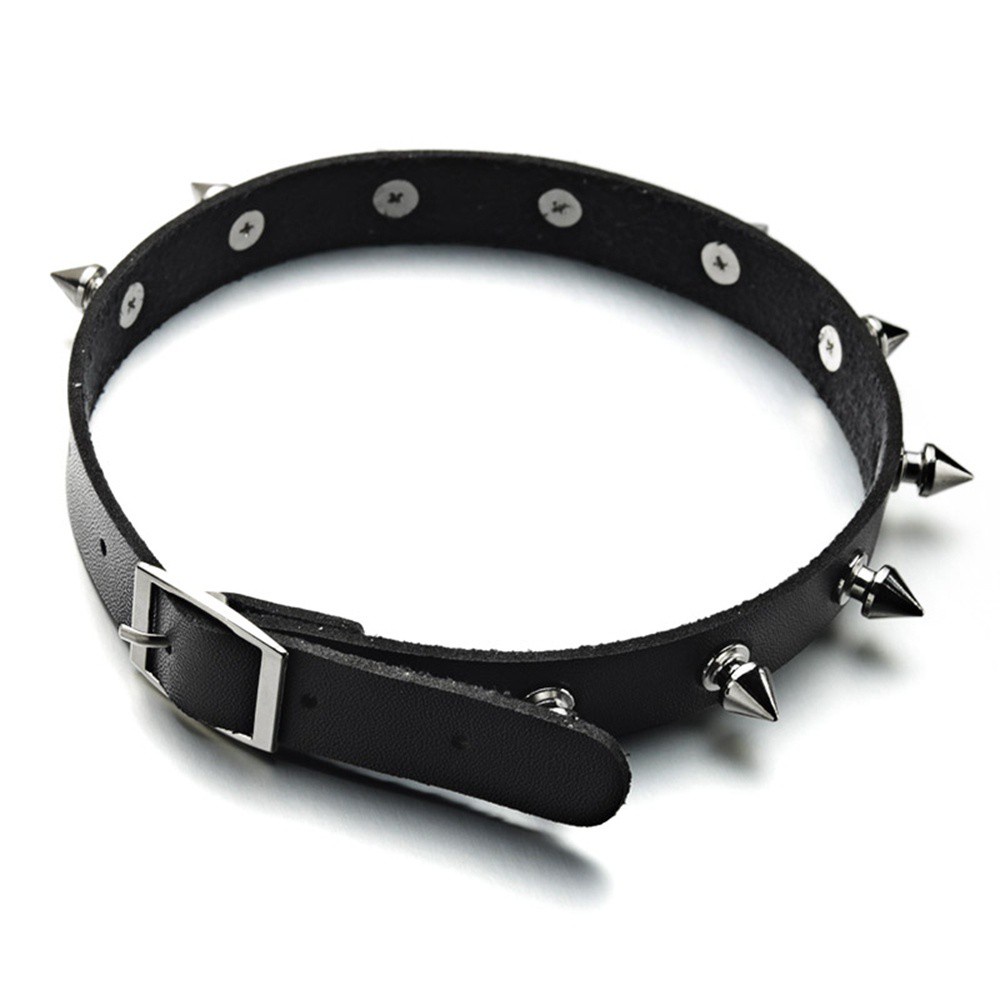 Dây chuyền da PU đính đinh tán phong cách Punk cá tính cho nữ