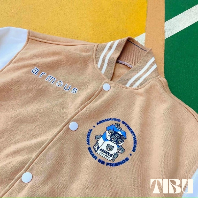 Áo khoác bomber cardigan nam nữ unisex phối tay TIBU thu đông 2 màu mềm mại cá tính