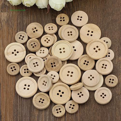 Set 50 nút gỗ 4 lỗ dành cho làm đồ thủ công