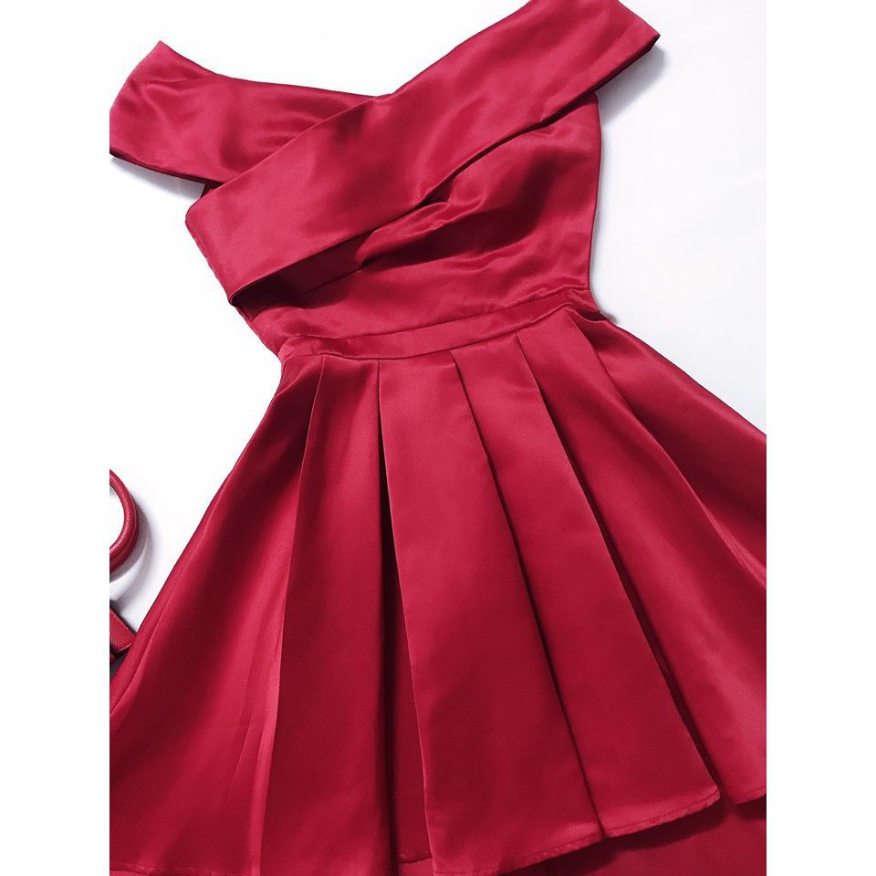 [ xả kho ] MiD Đầm đỏ gấm Hàn V1297 công chúa Mie Design kèm ảnh thật