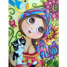 【HF】5d diamond painting diy big eyes girl wall decoration full of diamond diamond painting resin mosaic artist home decoration 30x40cm