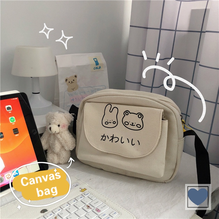 Túi vải mini đeo chéo cho nữ dễ phối đồ phù hợp đi chơi siêu xinh(ko kèm móc khóa)-Hazi Thời trang Unisex