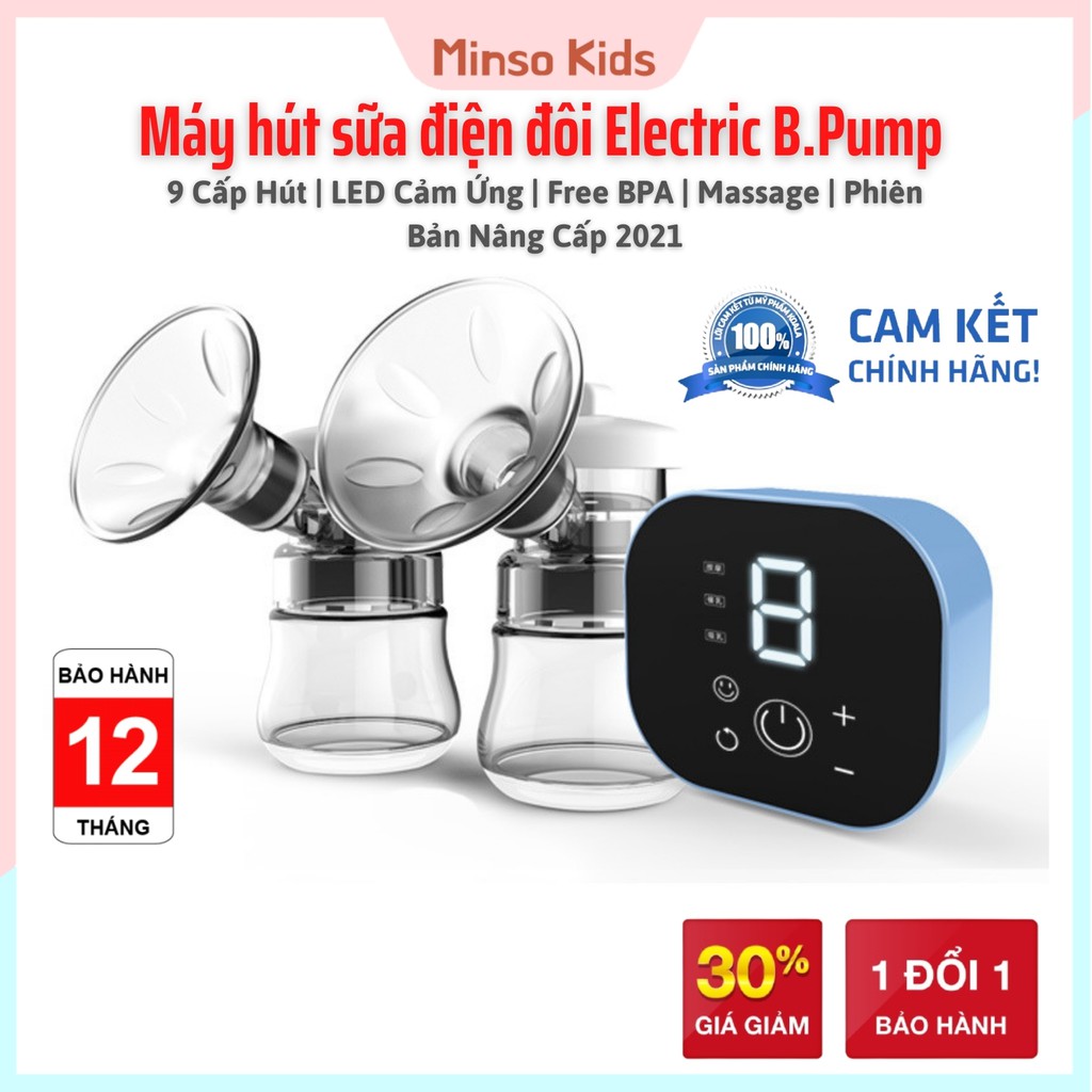 Máy hút sữa điện đôi Electric Breast Pump 3 chế độ 9 cấp hút ( massage, kích sữa, hút sữa ) - Minso Kids