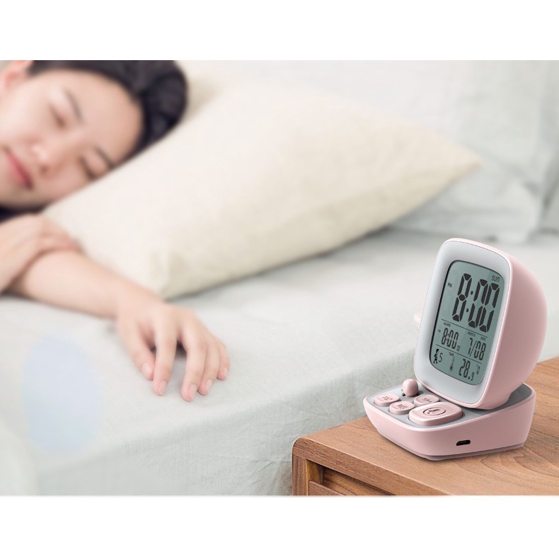Đồng Hồ Báo Thức Kỹ Thuật Số Màn Hình LCD Sạc Pin Có Thể Sạc Lại Cho Học Sinh