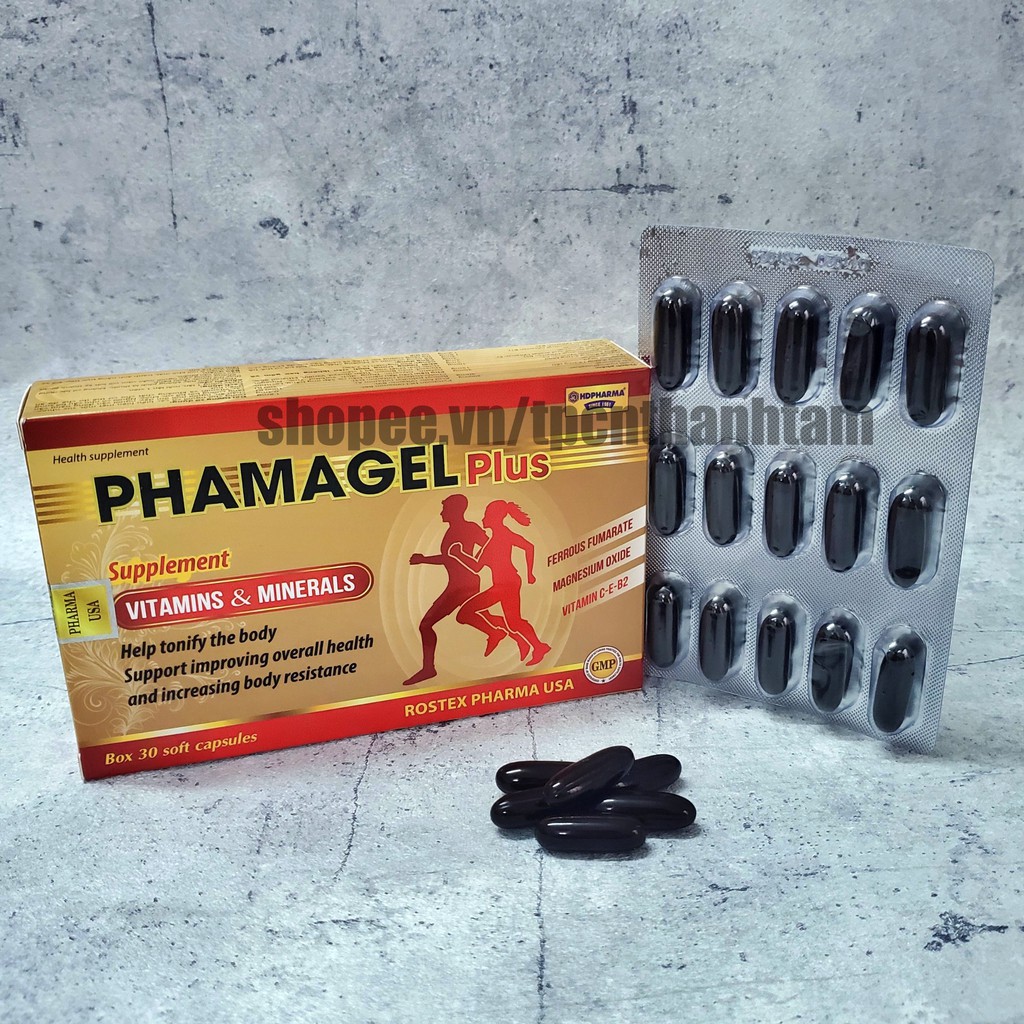 Vitamin tổng hợp PHAMAGEL PLUS bồi bổ cơ thể, tăng cường sức đề kháng - Hộp 30 viên