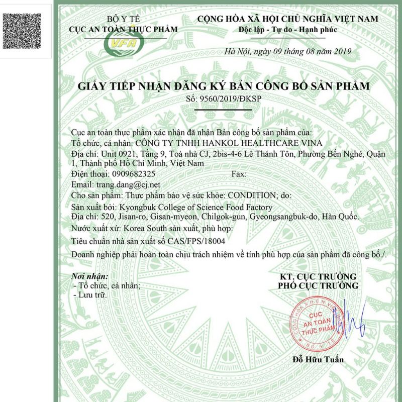 Nước giải rượu condition hàn quốc - 1 chai