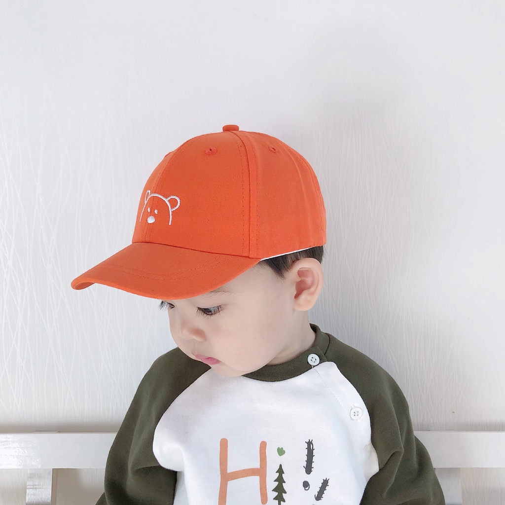 Mũ lưỡi trai cho bé trai bé gái 6 -24 tháng thêu hình gấu đáng yêu