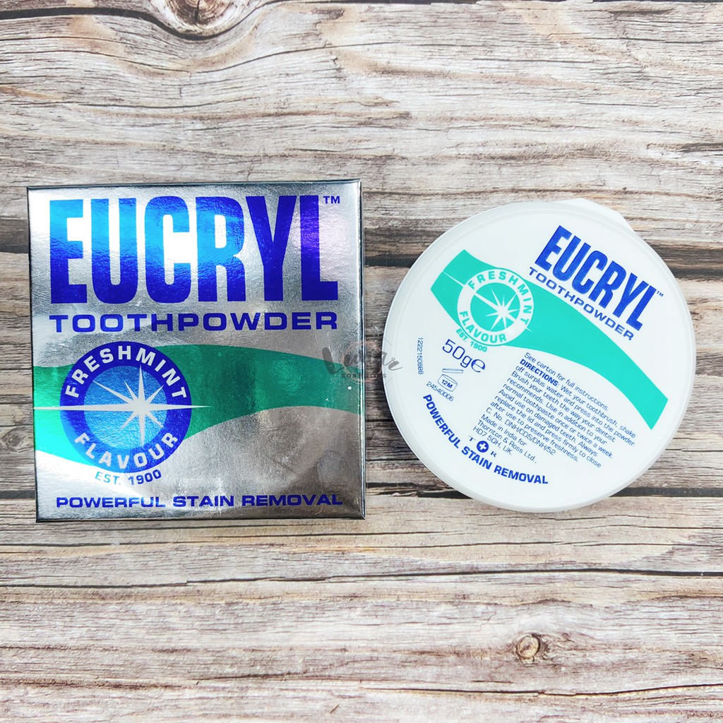 Bột Tẩy Trắng Răng Eucryl Tooth Powder Ngăn Ngừa Hôi Miệng Và Hình Thành Mảng Bám Hương Bạc Hà 50gr