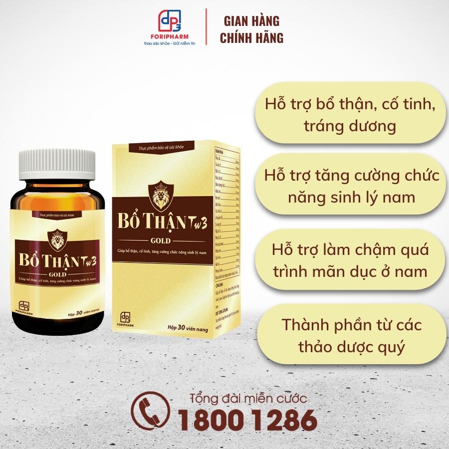 Bổ Thận TW3 Gold - Hỗ trợ bổ thận, cố tinh, tăng cường chức năn sinh lý nam - Hộp 30 viên - Dược phẩm Trung Ương 3