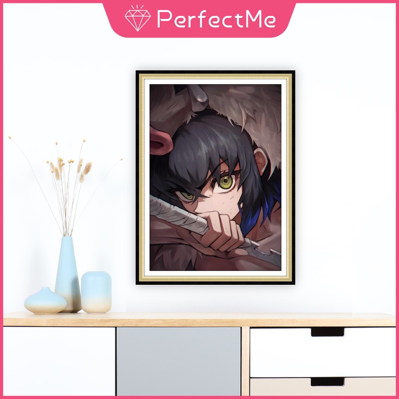 Bộ Tranh Đính Đá 5D Tự Làm Hình Anime Demon Slayer 30x40cm Trang Trí Nhà Cửa