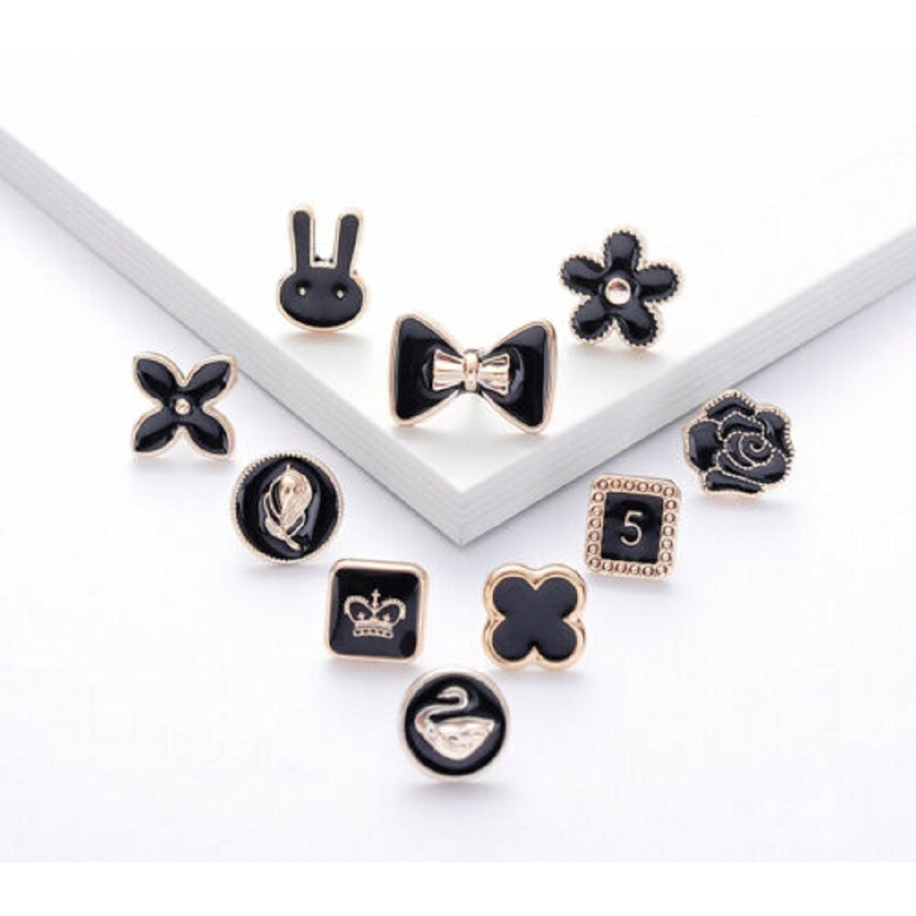Set 10 ghim cài áo đính đá/ngọc trai nhân tạo nhiều kiểu dáng thanh lịch