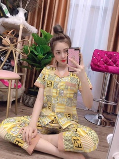 Pizama viền Quần Dài Tay Ngắn - Chất voan Lụa - Lụa xịn