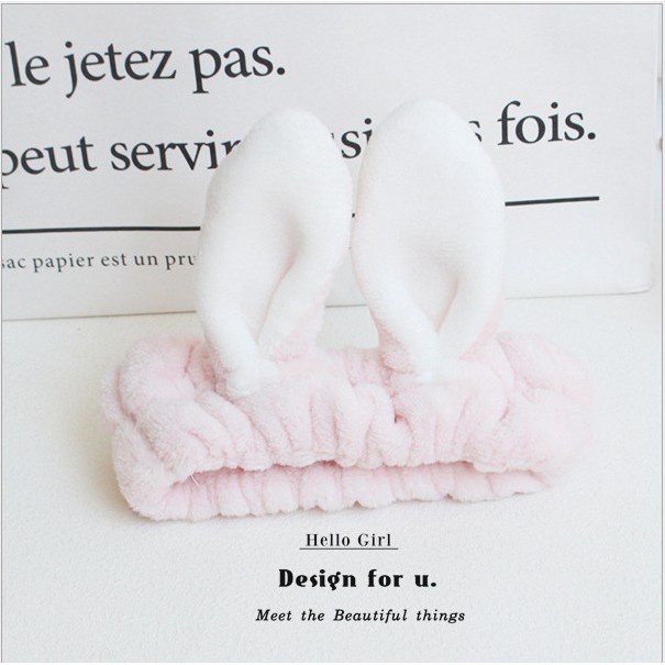 Tuban băng đô rửa mặt tai thỏ 3D cute nhiều màu thời trang
