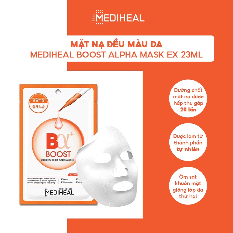 [Nhập mã COSMH22 giảm 8%] Mặt Nạ Đều Màu Da Mediheal Boost Alpha Mask EX 23ml [K74]