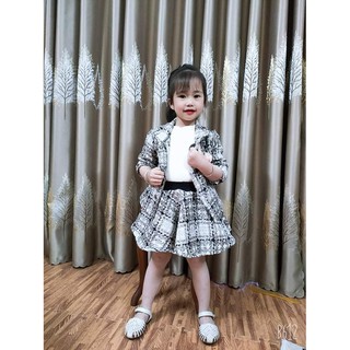 Xả Set váy dạ 3 chi tiết bé gái