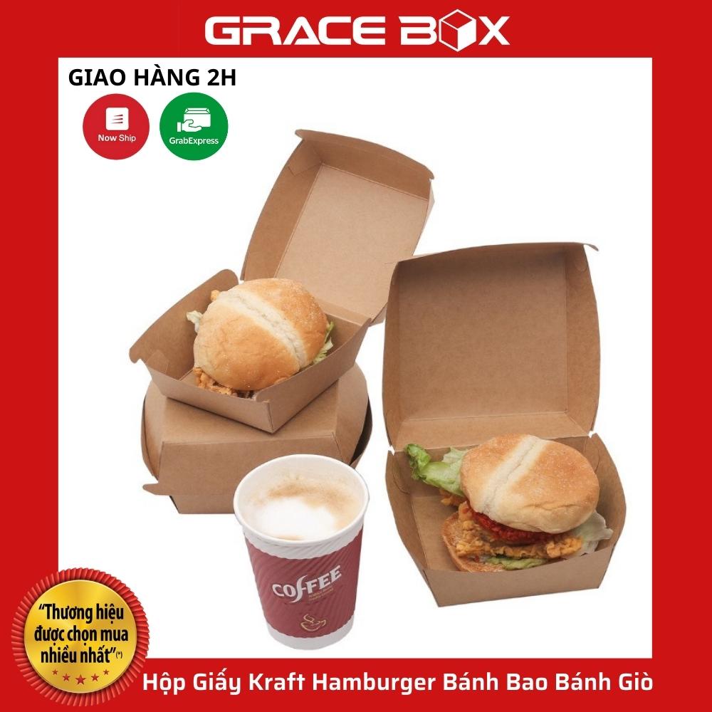 {Giá Sỉ} Lốc 10 Hộp Giấy Kraft Hamburger/ Bánh Bao/ Bánh Giò - Siêu Thị Bao Bì Grace Box