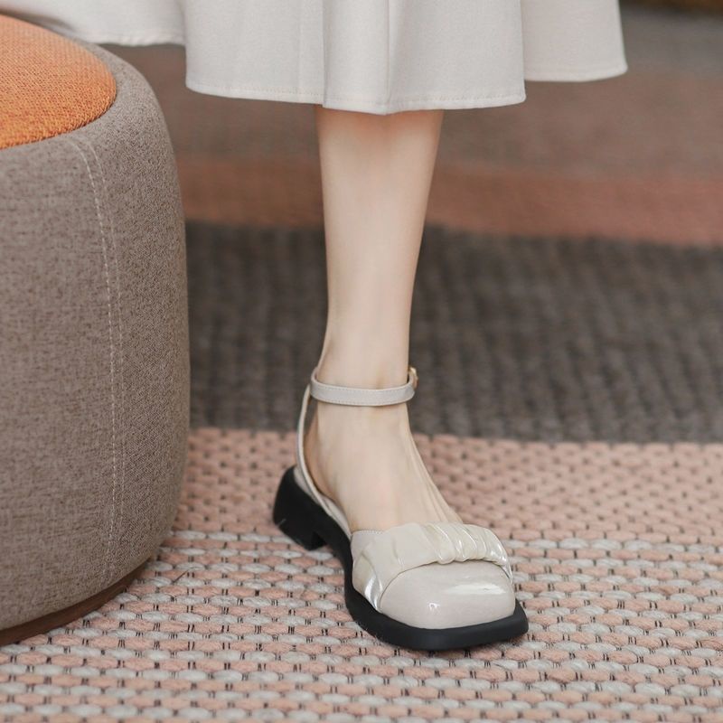 Giày Sandal Da Bóng Đế Dày Thời Trang Cho Nữ
