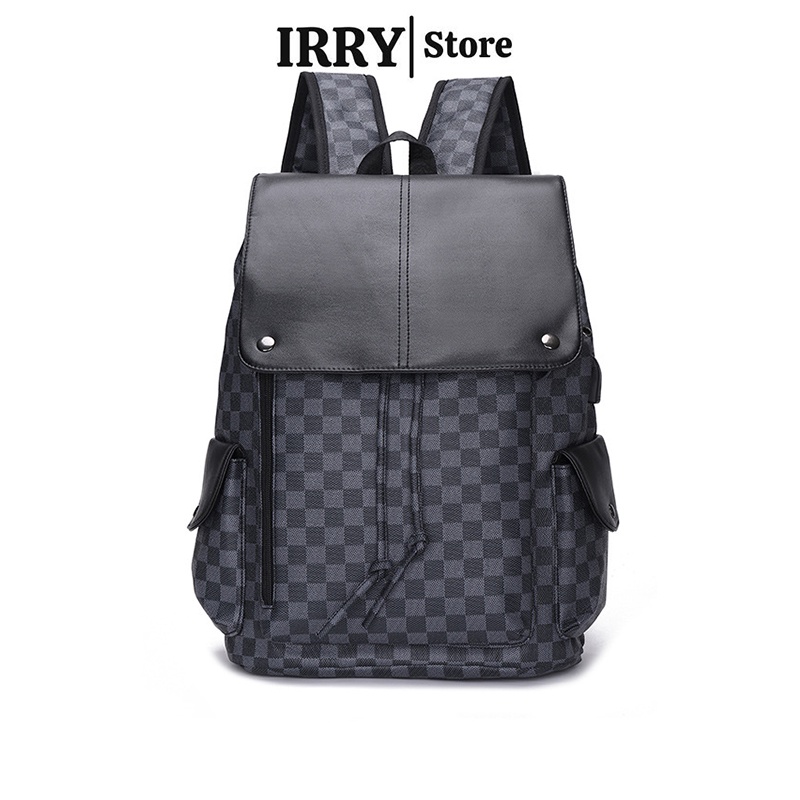 Balo da nam nữ đi học thời trang lv IRRY cặp đi học nam nữ đựng laptop cao cấp chống nước