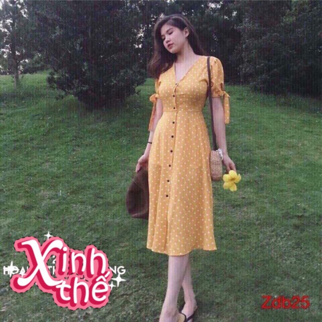 Đầm lụa bi dạng Maxi đáng yêu size từ 48kg đến 60kg