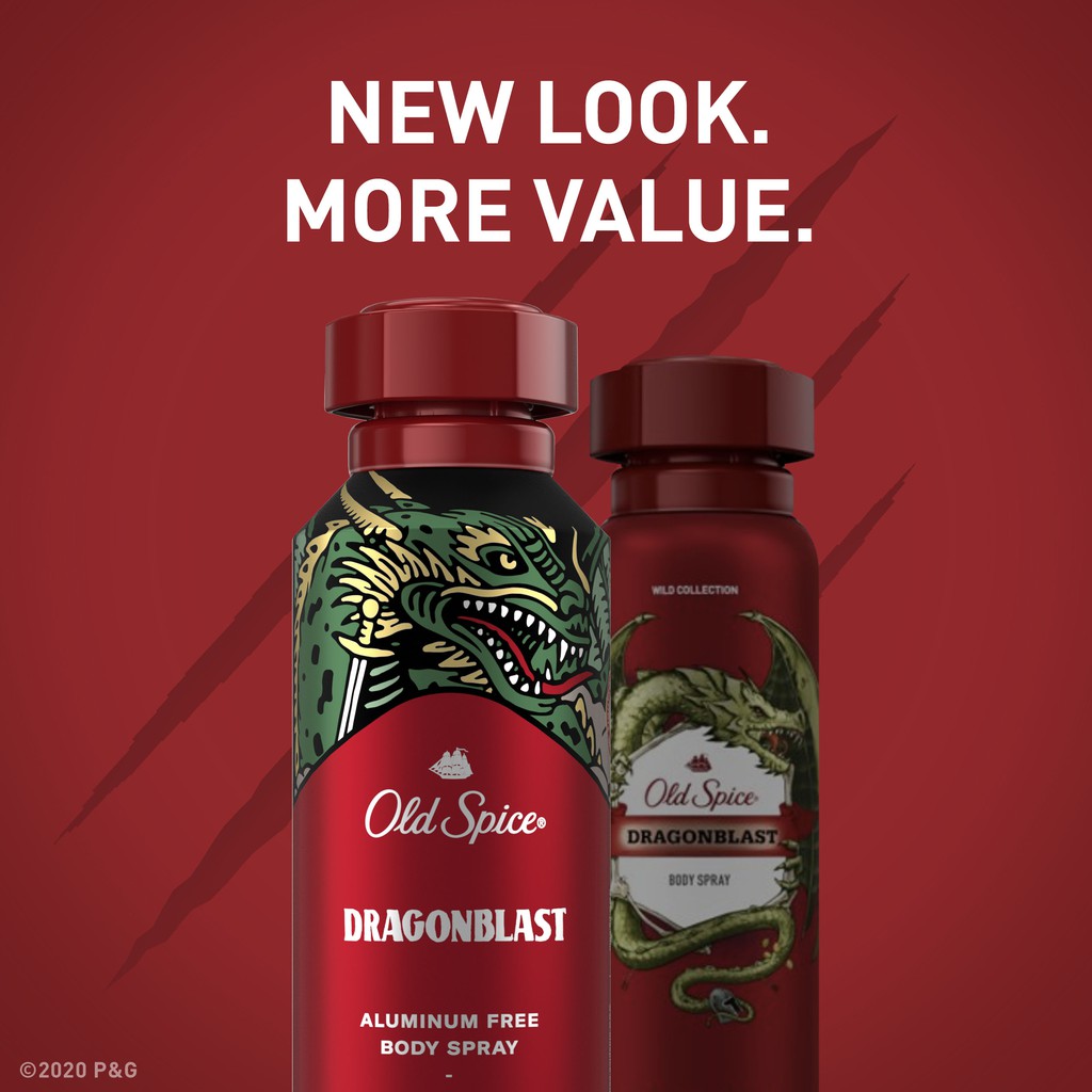 [Hàng AUTH] Xịt Khử Mùi Old Spice Dragonblast Aluminum Free Body Spray Fresh Scent Of Sandalwood & Vanilla 144Gr