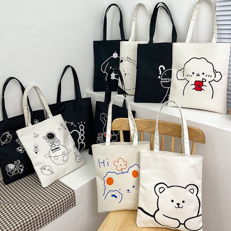 Túi Xách Tote Vải Canvas Cỡ Lớn In Họa Tiết Động Vật Có Khóa Kéo Cho Nữ