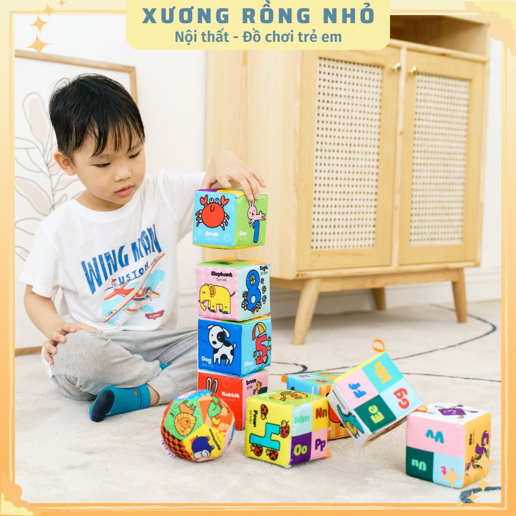 Bộ 9 Đồ Chơi Hình Khối Xúc Xắc Cho Bé Vừa Chơi Vừa Học