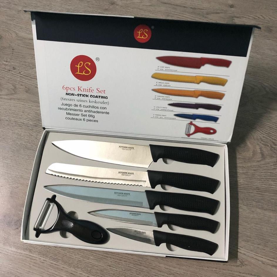 Bộ dao 6 món kitchen knife cao cấp kèm dụng cụ nạo