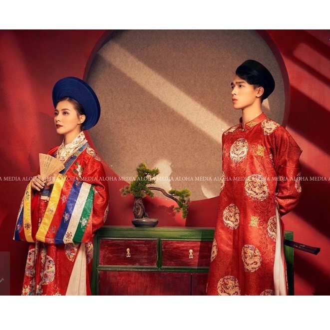 Áo Khoác Long Bào, Mãng Bào ,Áo Ngũ Thân Tay Chẽn gấm in vân chìm Cho Các Chàng Ngày Lễ,Cưới,Hỏi Dịp Dạ hôi