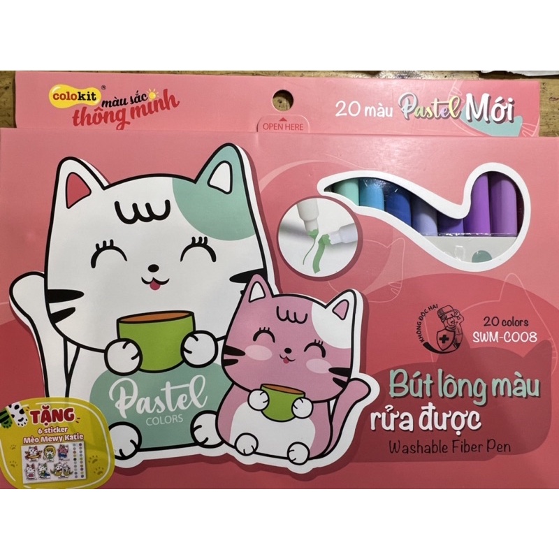 Bộ bút lông màu Fiber Pen Thiên Long 20, 36 màu tẩy rửa được, dùng viết lettering, thư pháp.