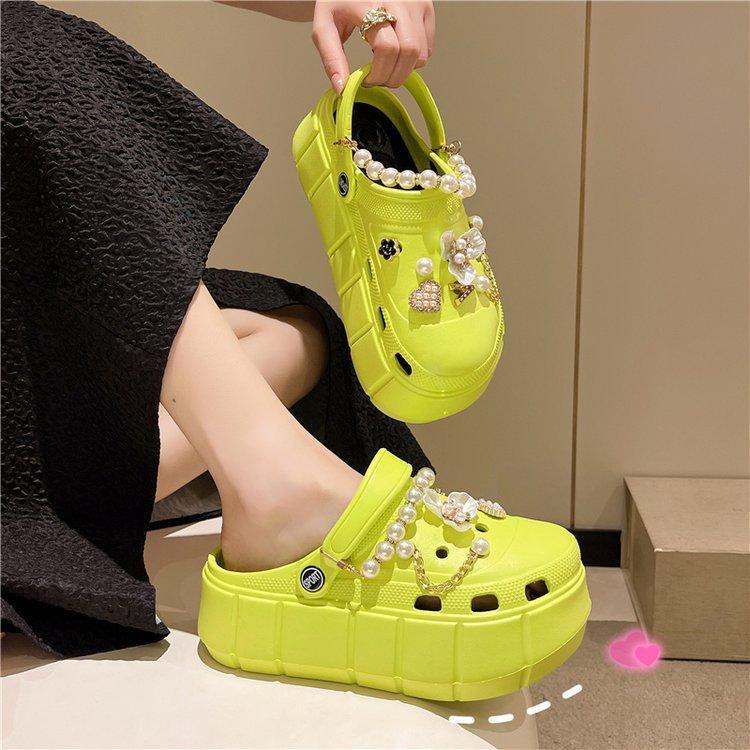 Dép Cross Đế 6cm Hàng Loại 1 Tặng Kèm Bộ Sticker Hoa Trân Châu Hottrend Sang Trọng Siêu Xinh Cực Êm Chân Tăng Chiều Cao