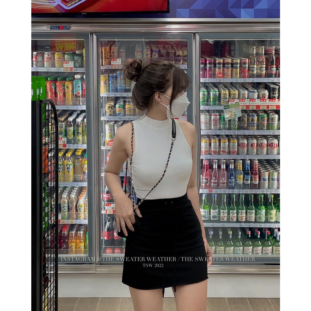 (Ảnh thật) Chân váy thun trơn da cá sporty the.sweaterweather TSW