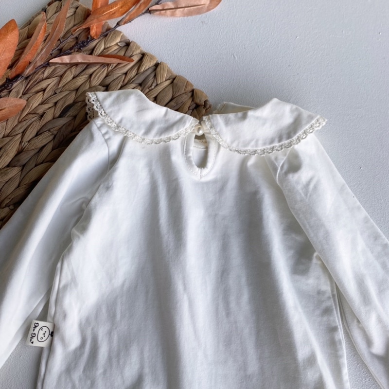 Áo dài tay cổ sen cho bé, áo chất liệu cotton dư hãng cho bé