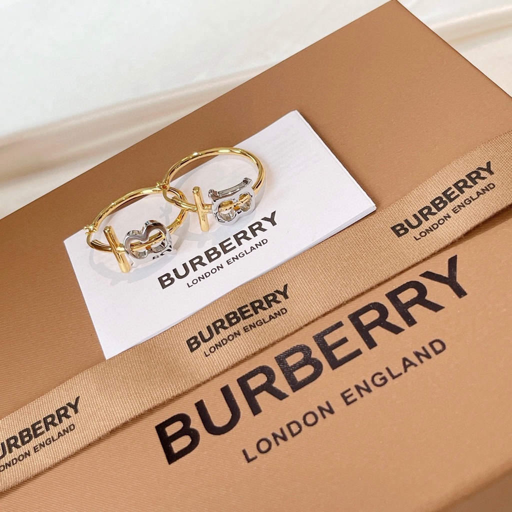 BURBERRY Bông Tai Chữ B Bằng Thép Titan Thời Trang