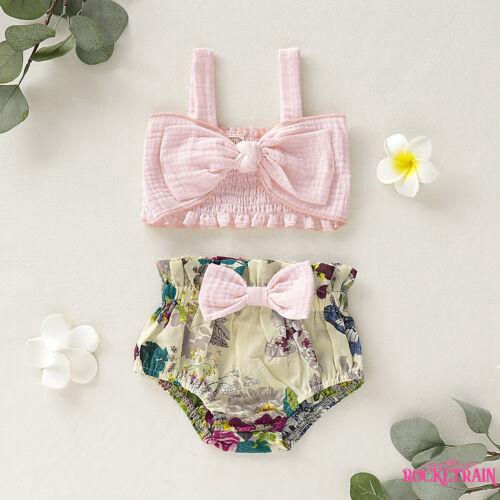 Set Áo Sát Nách + Quần Ngắn In Hoa Cho Bé Gái