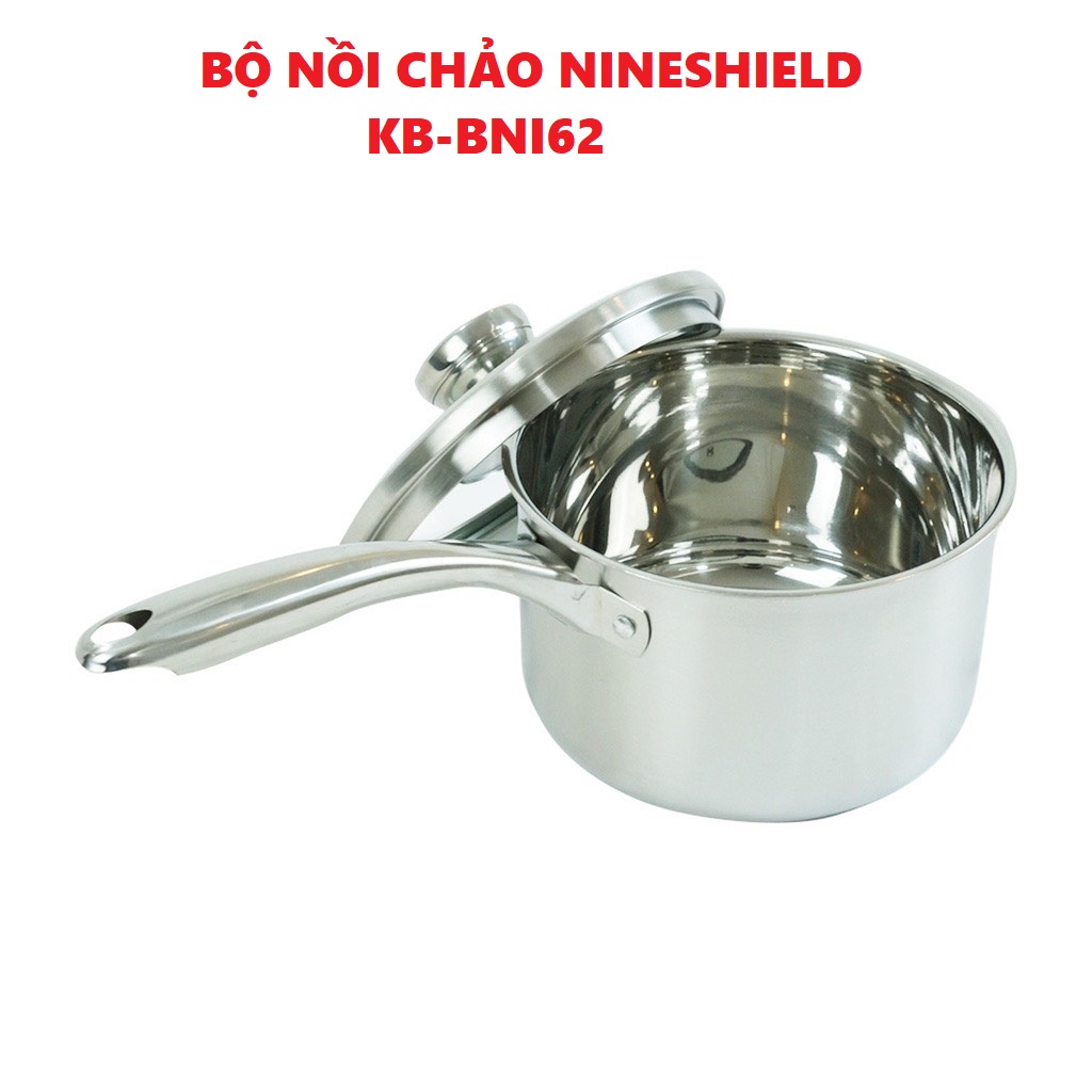 BỘ NỒI CHẢO INOX 3 MÓN NINESHIELD KB- BNI62 HÀNG CAO CẤP