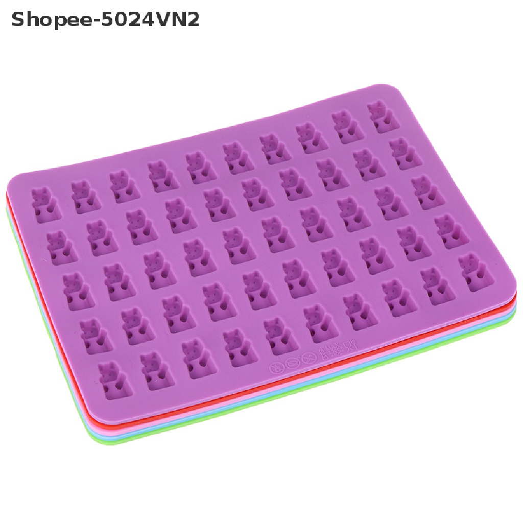 [&amp; Home &amp; living &amp;] Khuôn Silicone Làm Sô Cô La, Đá, Kẹo, Thạch Hình Gấu Gummy 53 Ngăn