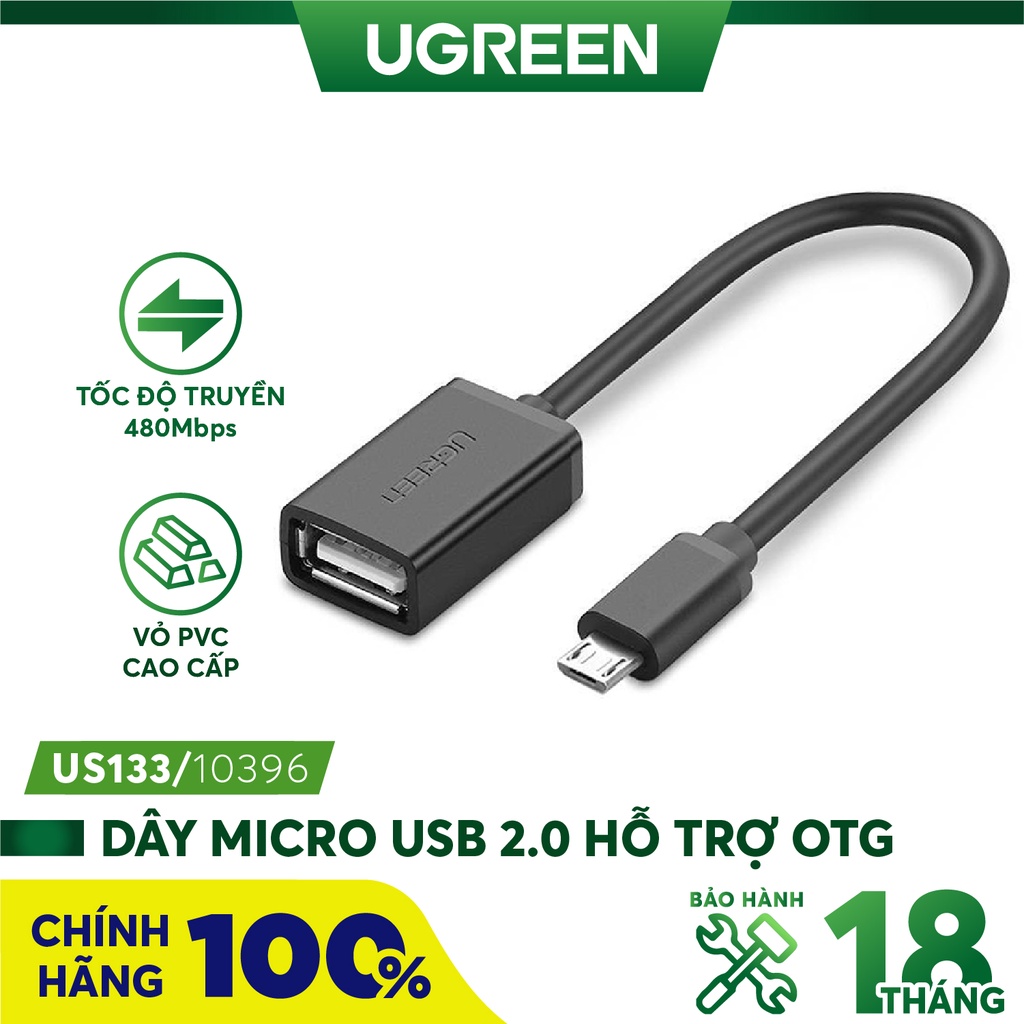 Cáp OTG Micro USB 2.0 dài 12cm Ugreen 10396 chính hãng