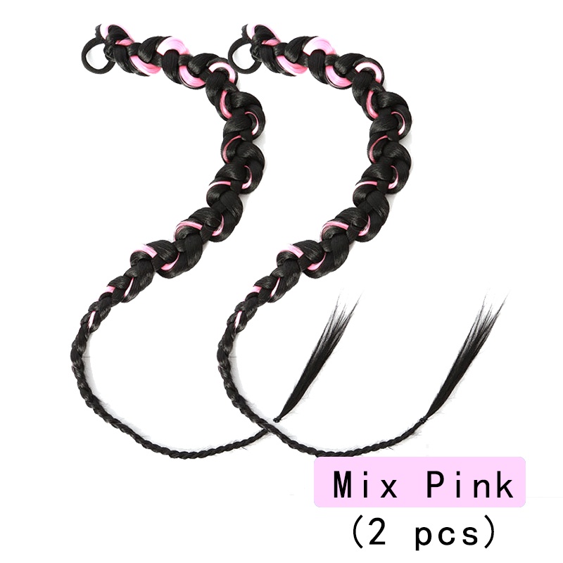 Bộ 2 tóc giả WIGSIN đuôi ngựa dài 70cm màu đen/ hồng/ xám có dây cao su đàn hồi