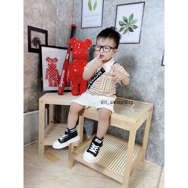[SET BÉ TRAI] Bộ áo cotton quần kaki sành điệu cho bé trai