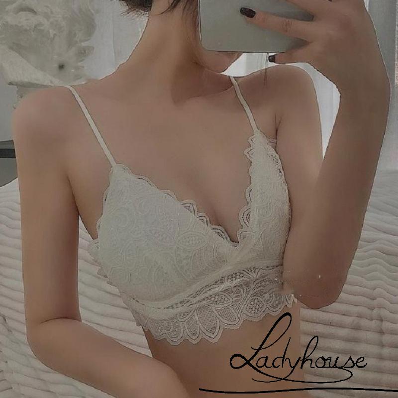 Áo lót nâng ngực màu trơn phối ren phong cách ngọt ngào cho nữ