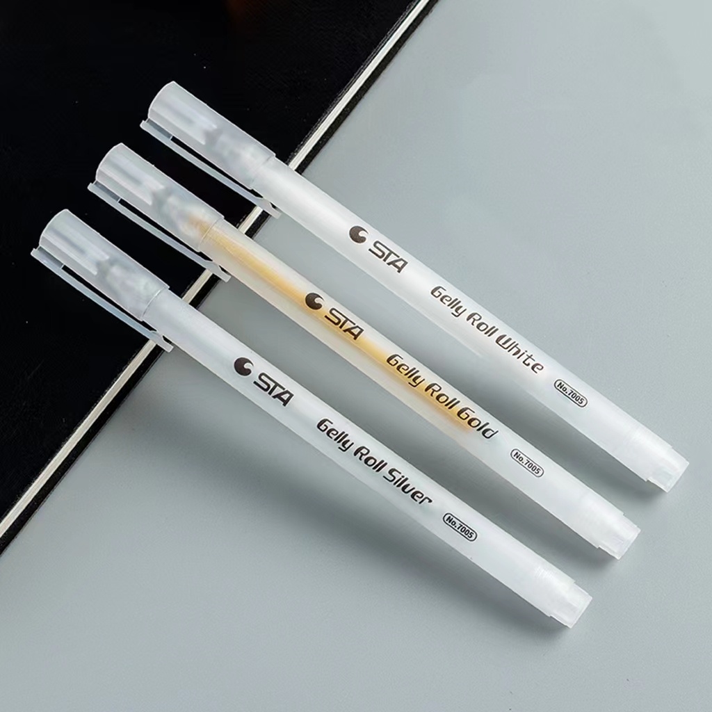 [Hỏa Tốc HCM] Bút Gel Trắng/ Nhũ Vàng/ Nhũ Bạc STA Gelly Roll (7005) - Ngòi 1mm (1 Cây)