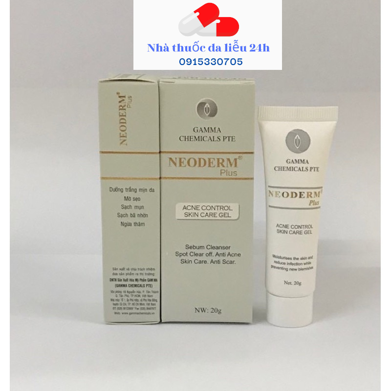 Neoderm Plus gel dưỡng trắng da giảm mụn 20g - Nhà thuốc da liễu 24h