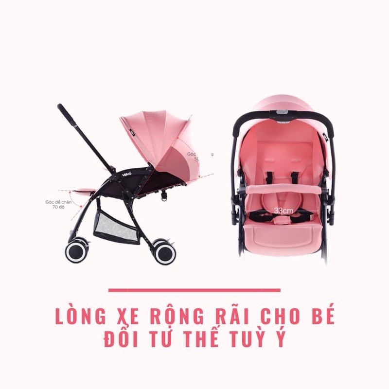 Xe đẩy gấp gọn 2 chiều 3 tư thế VOVO TRAVEL 2020 - Hàng chính hãng