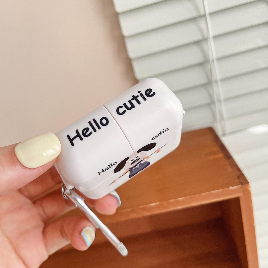 Vỏ Bảo Vệ Hộp Sạc Tai Nghe Bluetooth Airpods 1 2 pro 3 2021 gen3 Bằng PC Cứng Họa Tiết Chú Chó Vui Nhộn Kèm Móc Treo Tiện Dụng