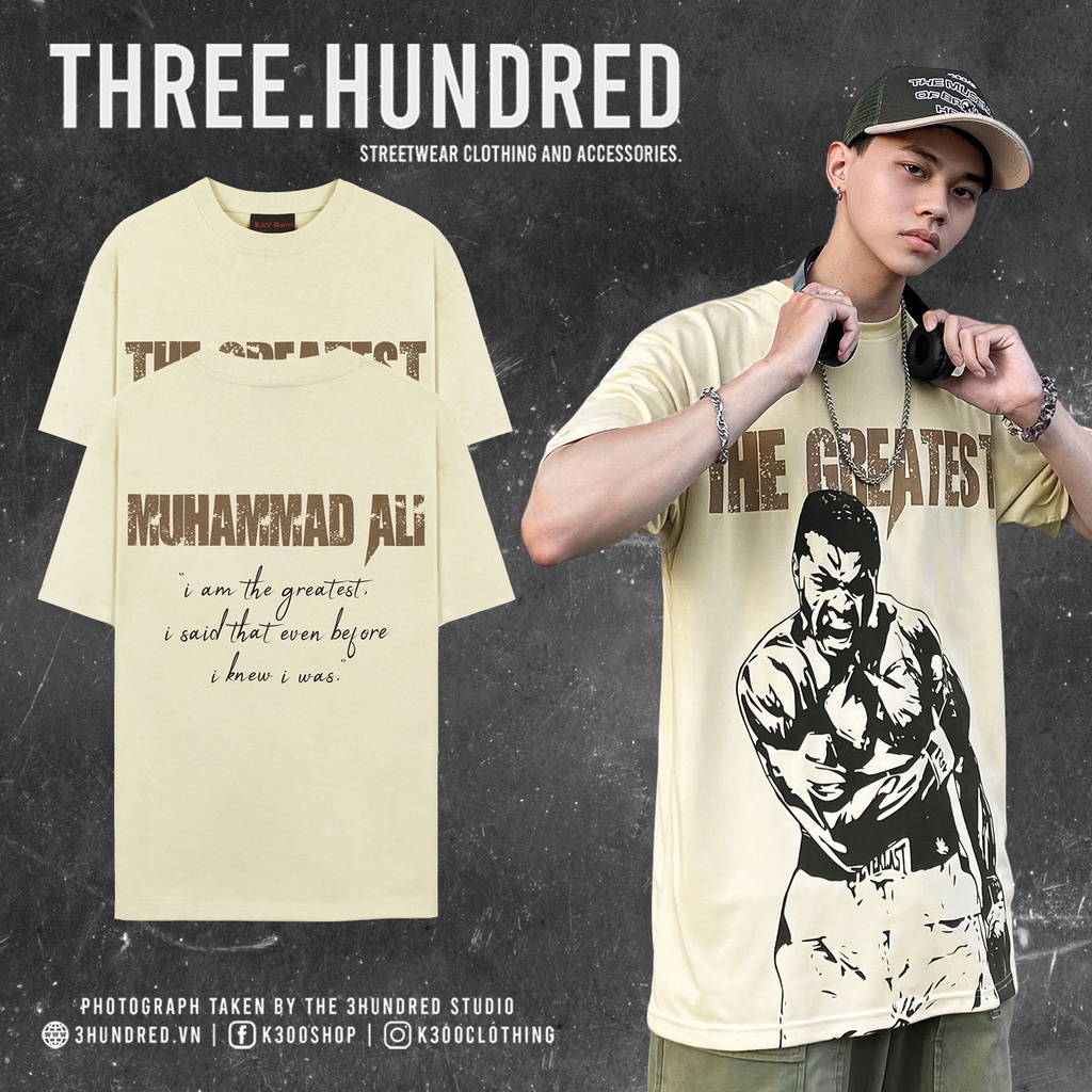 Áo Thun The Greatest Màu Tan In Hình Chất Liệu 100% Cotton Thoáng Mát Form Rộng Thoải Mái