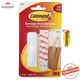 Móc dán tường vuông 1,8kg vỉ1 cái command 3m 17503
