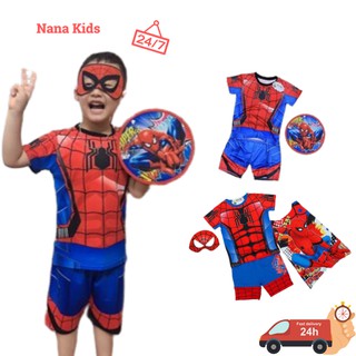 Bộ siêu nhân người nhện in 3D spiderman SAMKIDS đi kèm mặt nạ và khiêng hoặc choàng cho bé 2 đến 6 tuổi hiệu SAMKIDS.