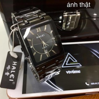 Đồng hồ nam Halei Mặt Vuông Đen huyền ảo chống nước chống xước bảo hành 12 tháng - Lux.Watch