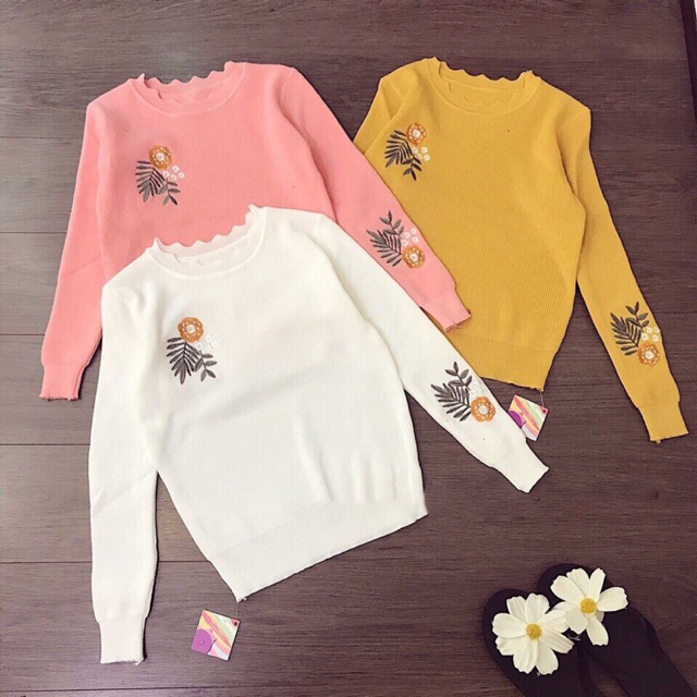 Áo len thêu hoa hàng loại 1 ( hình thật 100%)